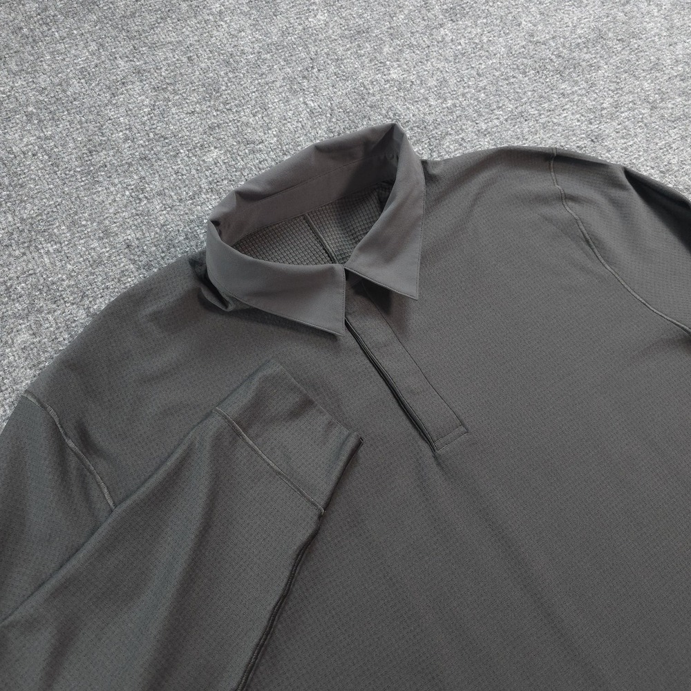 Lululemon Polo Shirt Mens 2XL Gray Oversized Fit Long Sleeve Performance Snap